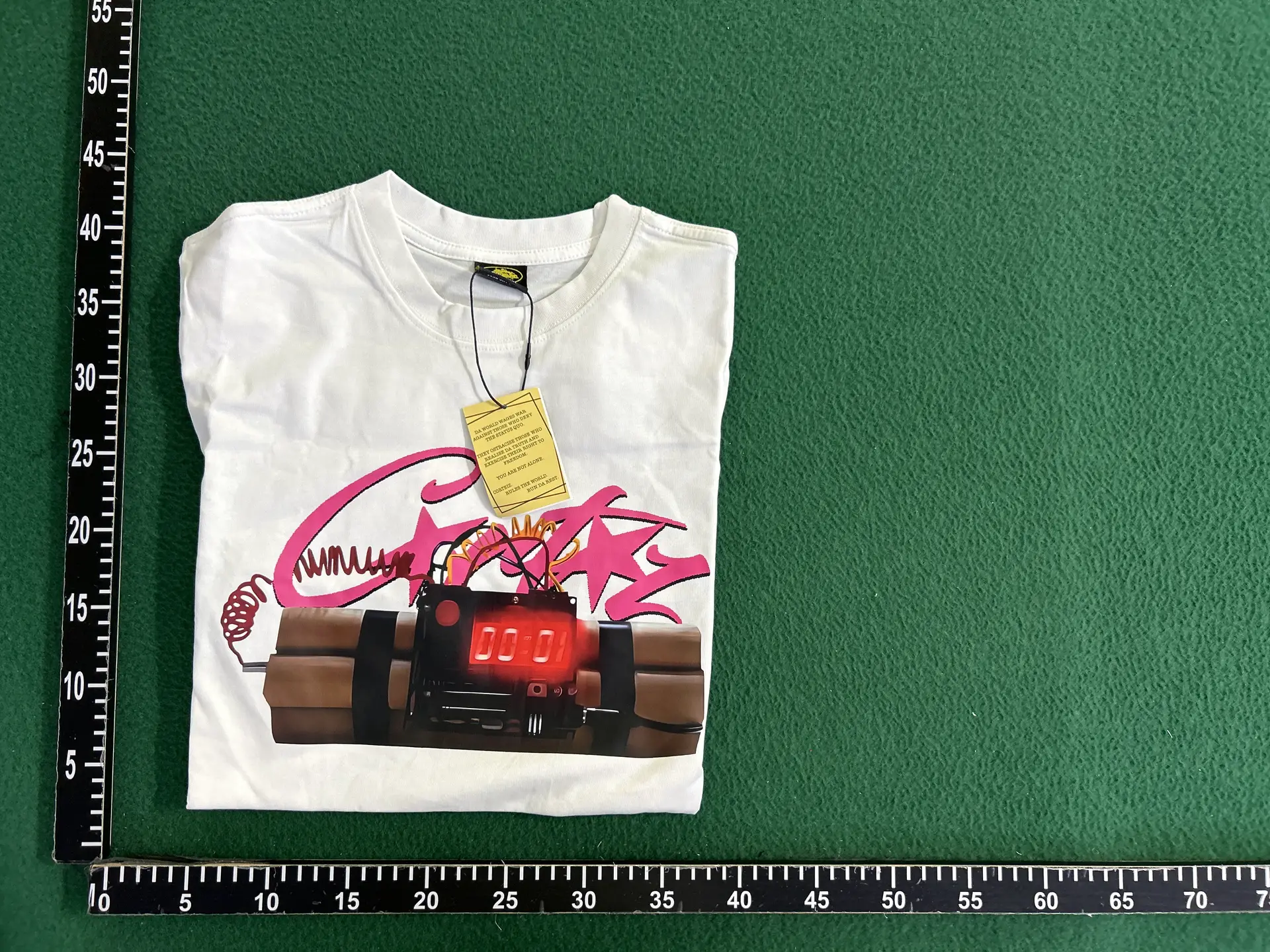 White T-shirt with bomb graphic
