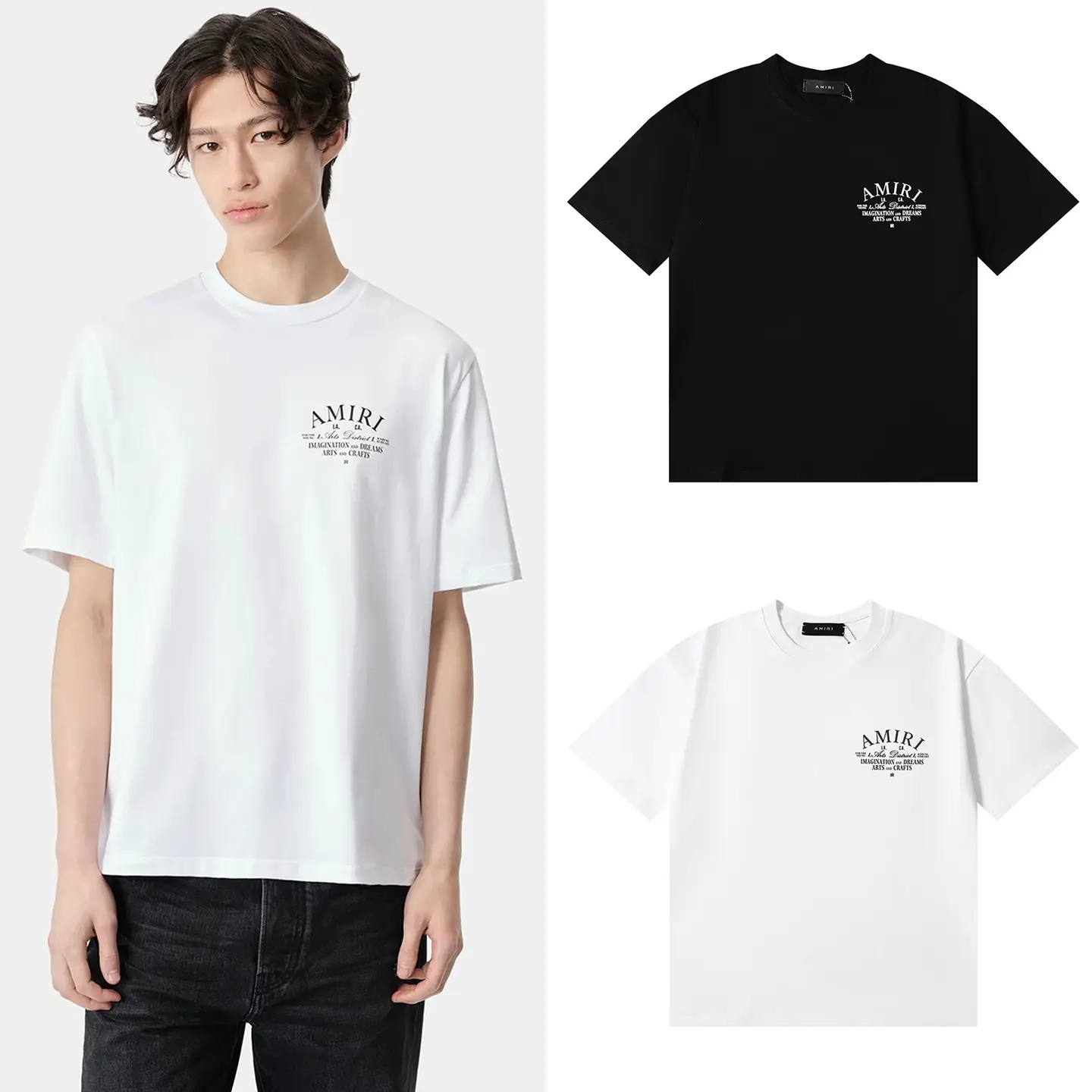 2024Ss New Amiri Arts District Small Logo Printed Simple Cotton Short-Sleeved T-Shirt for Men and Women
