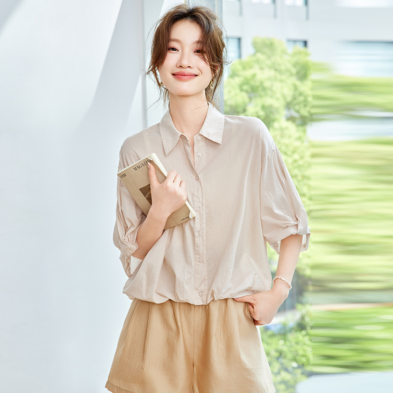 2025 Summer New Cotton Linen Shirt Loose Top Fashion Short Sleeve Shirt Jacket Women's Design Sense Lapel Women's Clothing