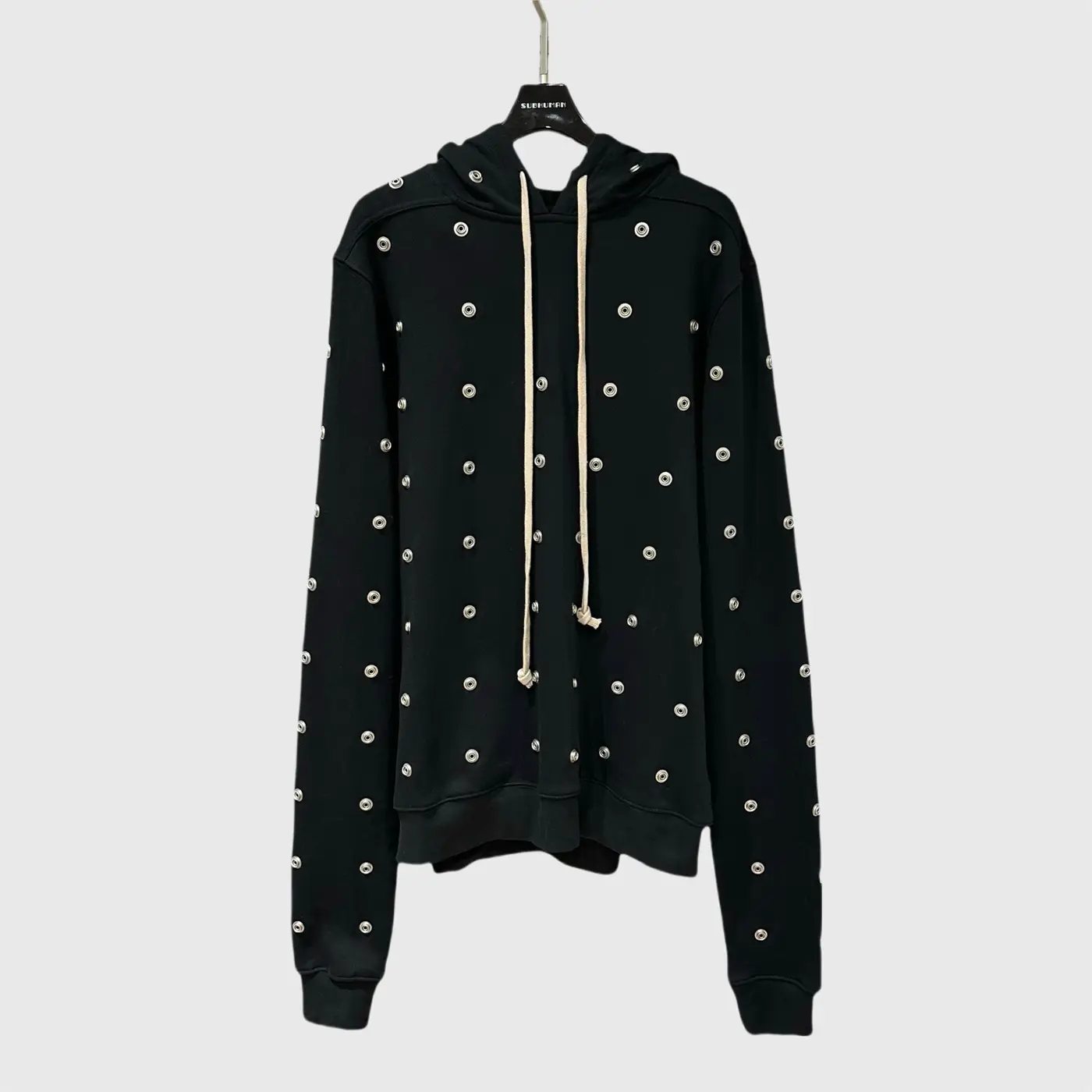 SUBHUMAN Men's New Design Sense Dark Multi-line Punk Multi-willow Nail Hooded Casual Sweater Hoodie Jacket