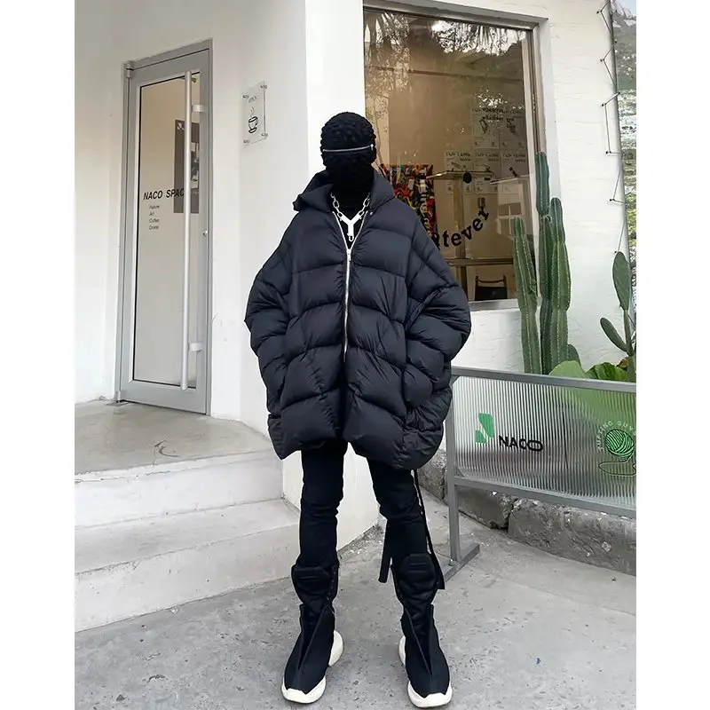 Pink elephant dark RO style bat sleeve down jacket men's loose hooded trend in the long thickened jacket