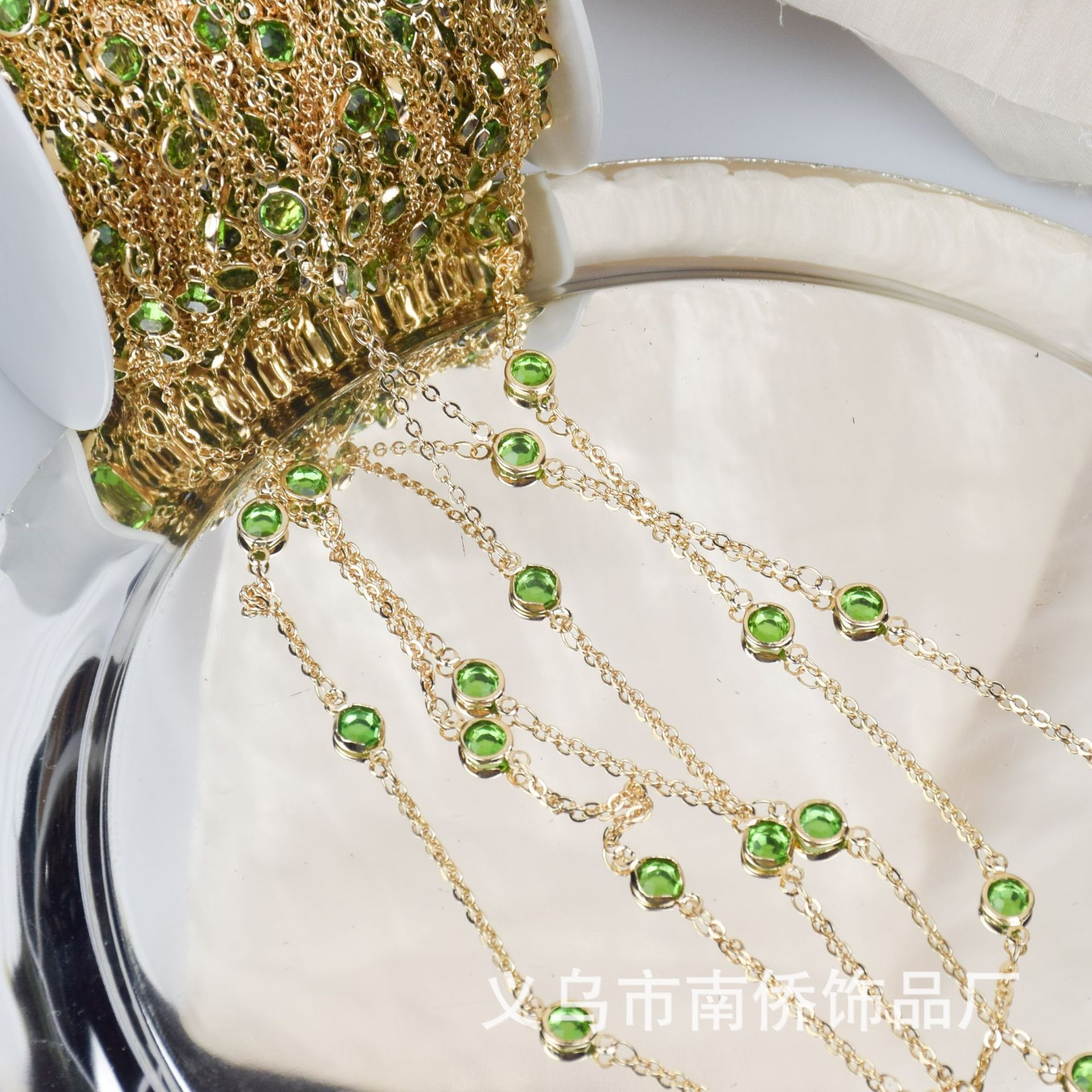 DIY Chain Green Green Edge Crystal Chain Color-retaining Jewelry Necklace Bracelet Antique Tassel Hairpin