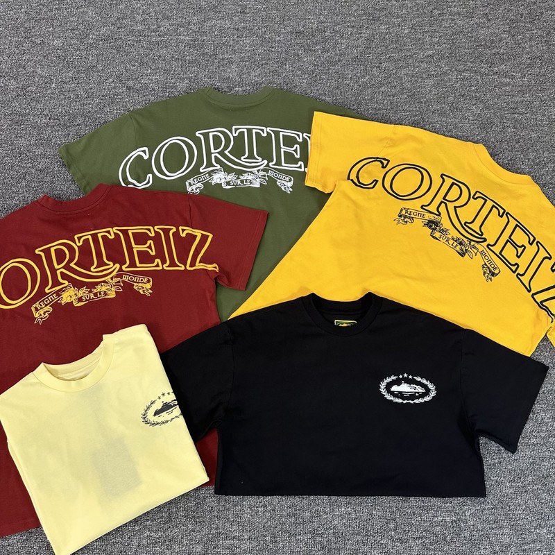 Corteiz Alcatraz Series T-Shirt Short-Sleeved Letter Logo Printed Round Neck Half-Sleeved Top Bottoming Shirt Ins Trend