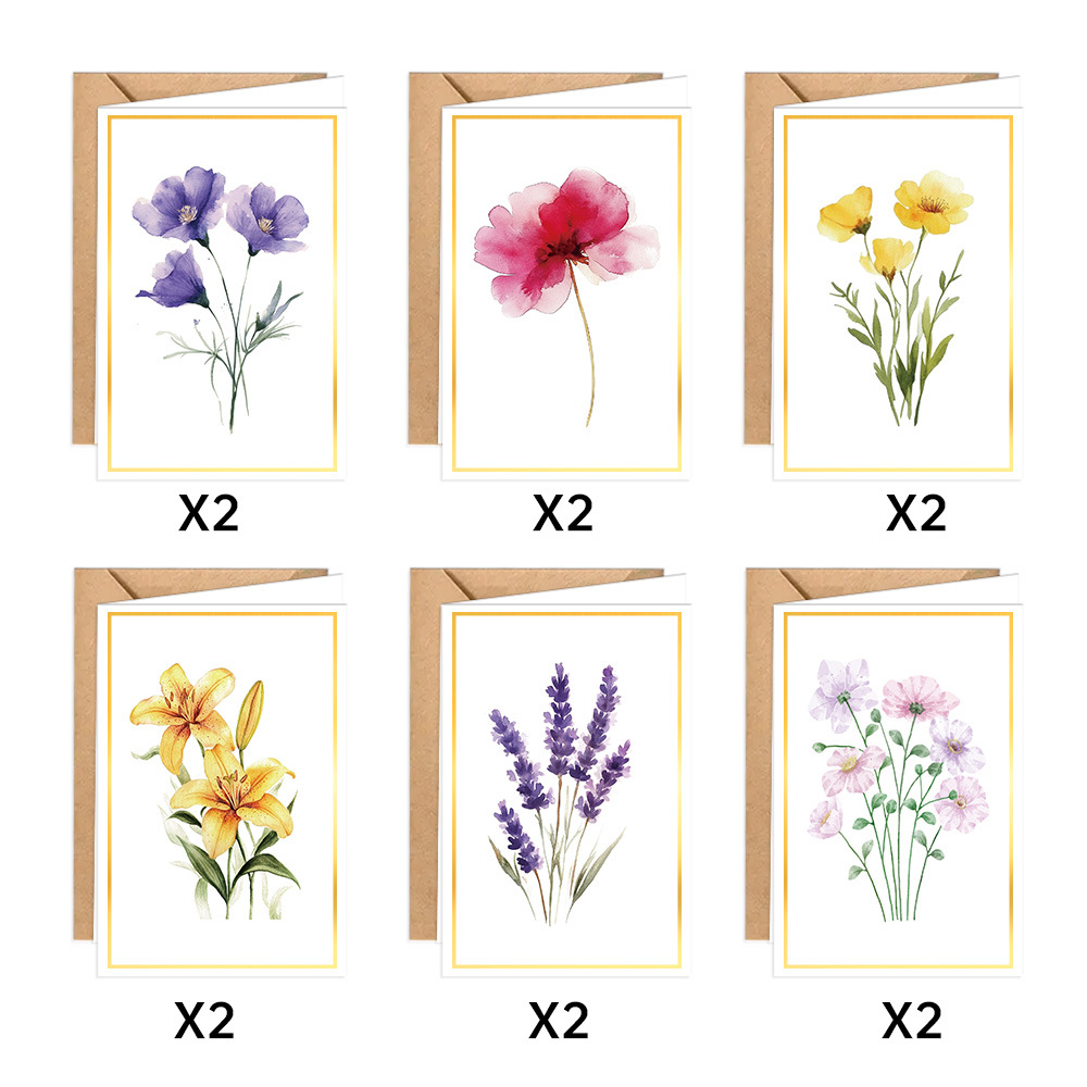 Cross-border new retro flower flower postcard greeting card suit small fresh and beautiful flower style invitation card
