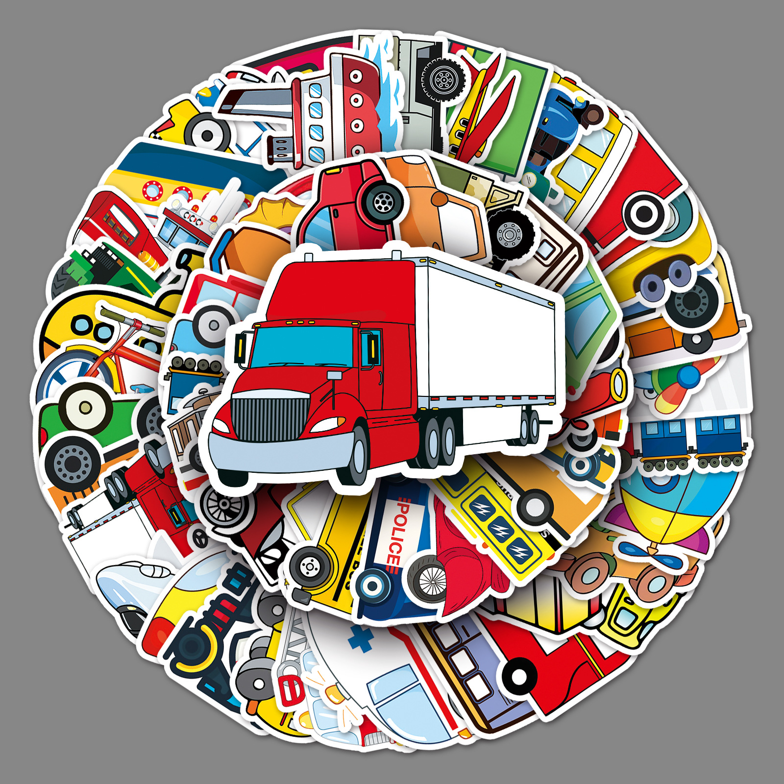 100 pieces of transportation tools graffiti personality cross-border cartoon children's reward DIY water cup luggage sticker waterproof