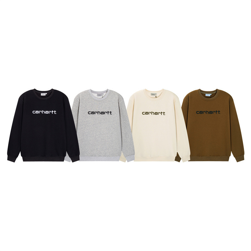 Spring and Autumn Carha Chest Logo Small Embroidered Patch Top European and American Trendy Men's Casual Fleece Sweatshirt