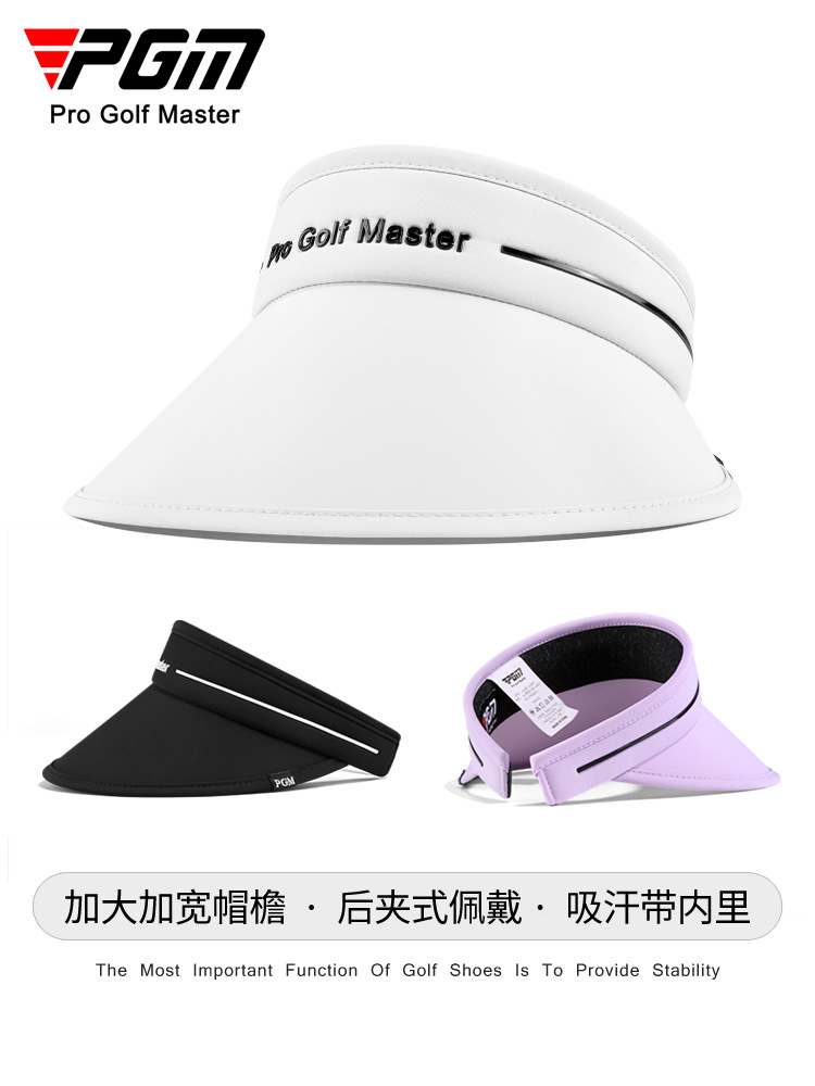 Pgm Golf Hat Women's Sun Protection Visor Hat Without Top Large Brim Anti-Uv Sun Hat
