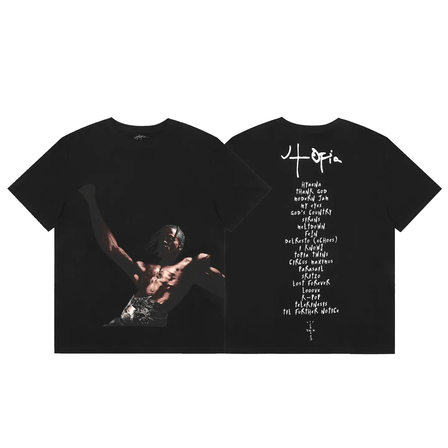 24S Cross-Border Trendy Brand Travis Scott Utopia Joint Album Geometric Graffiti Short-Sleeved T-Shirt Men's and Women's Half-Sleeves