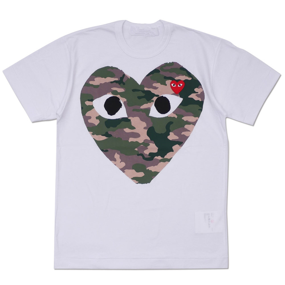 Trendy brand HEYPLAY Japanese pure cotton short sleeve T-shirt heart men's and women's 18-year new camouflage big heart couples