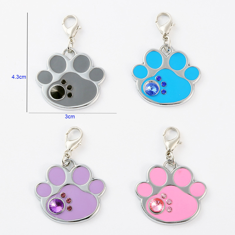 Hot Sale 4 Color Pet Collar Dog Tag Color Glaze Foot Print Dog Cat Collar Jewelry Pendant diy Laser Engraving
