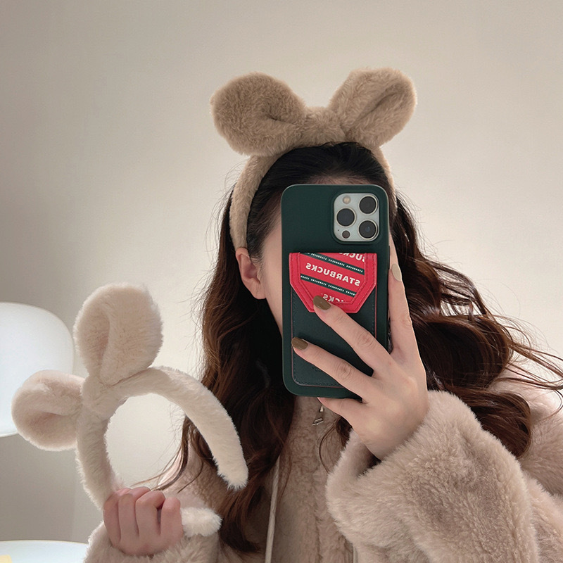 Plush Rabbit Ear Headband for Women, Face-Washing Headband, Trendy Hairpin, High Crown Cute Playful Hair Accessory