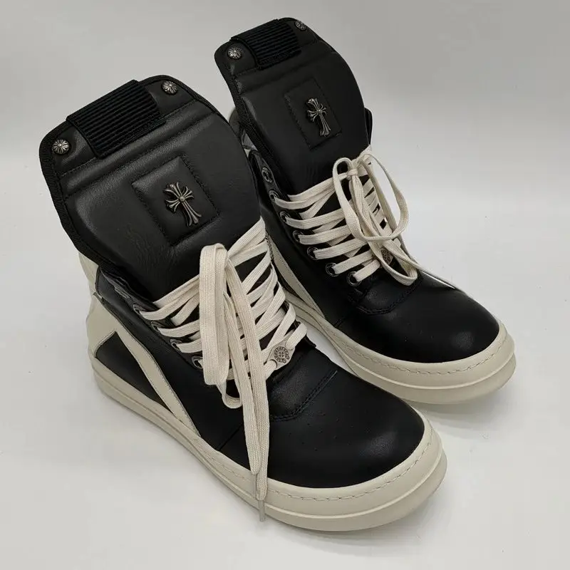Men's High-Top Sneakers with Round Toe