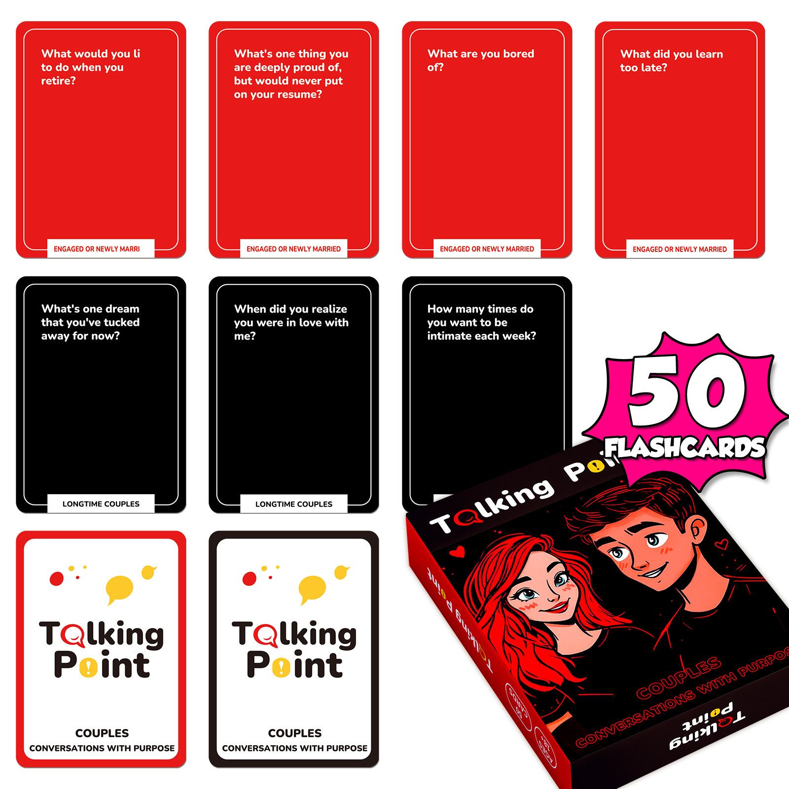 Hot-Selling New Set of 50 Couple-Themed Interactive Cards for Fun and Engaging Conversation That Breaks the Awkward Silence