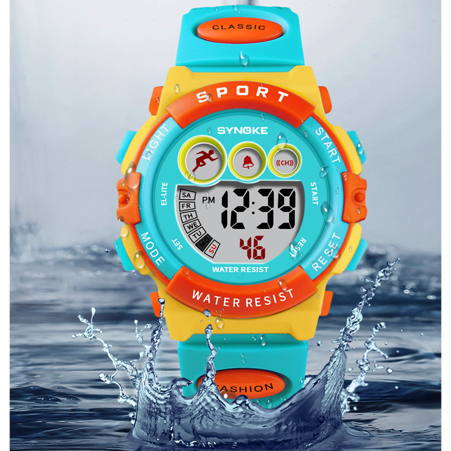 SYNOKE student electronic watch waterproof colorful luminous children's watch sports running boys and girls birthday gift