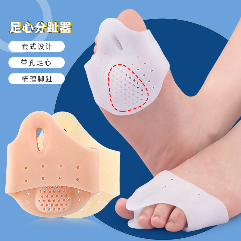 Thumb valgus toe splitter with hole foot thickened shock absorption massage front palm pad day and night use big foot bone adjuster