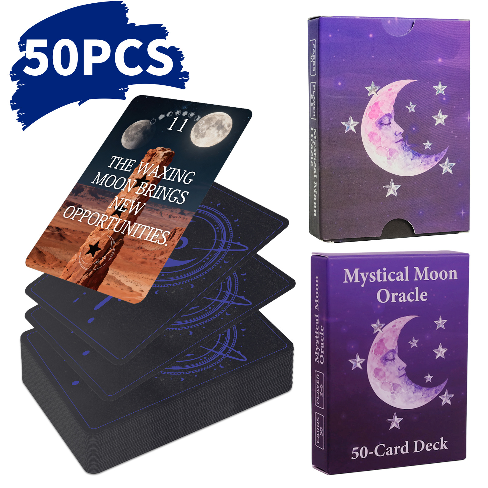 50 Cross-Border New Mysterious Moon Board Game Interactive Cards Moon Phase Theme Game Party Casual Fun Cards