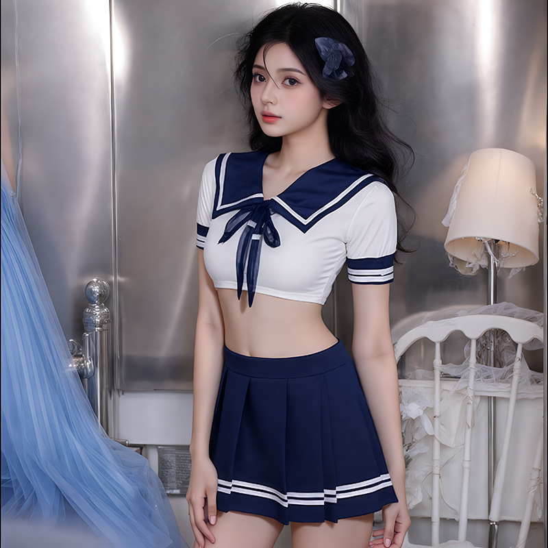 Ti Fei Plus-Size Sexy Lingerie, Cute and Pure Student Outfit, Plus-Size Sexy Mini Skirt, Uniform Temptation Fun Set
