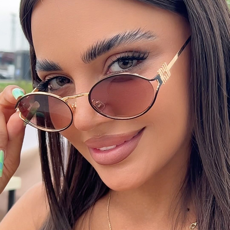 Oval Cut Out Sunglasses 2025 New European and American Sunglasses Cross-Border Fashion Sexy Retro Sunglasses Concave Shape