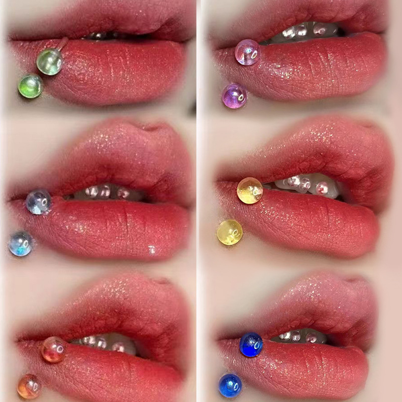 Laser Lip Nail Lip Ring Acrylic Magic Color Gradient Ear Bone Nail Horseshoe Ring Hot Girl Titanium Steel Nose Ring Nail Piercing Jewelry