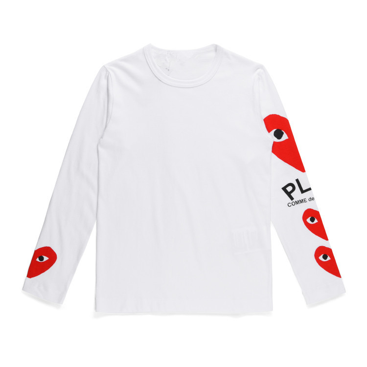 Heyplay Japanese Style Trbottomy Brand Men's and Women's Clothing 19 Long-Sleeved Red Heart T-Shirts Round Neck Pure Cotton Couple Style Heart Bottoming Shirt