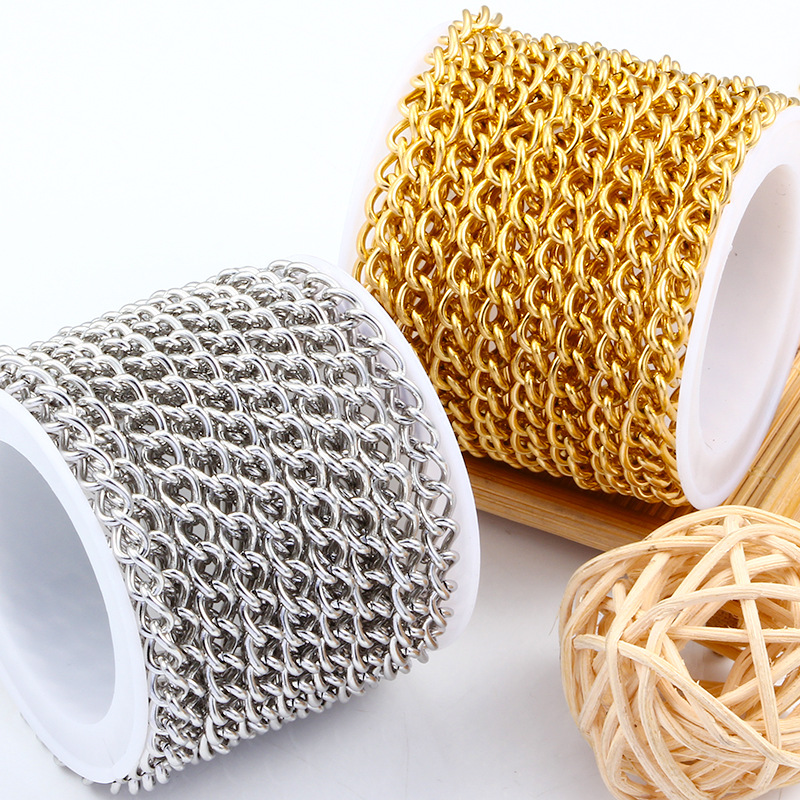 5mm stainless steel tail chain 18K vacuum plating gold thick tail chain extension chain DIY jewelry chain wholesale