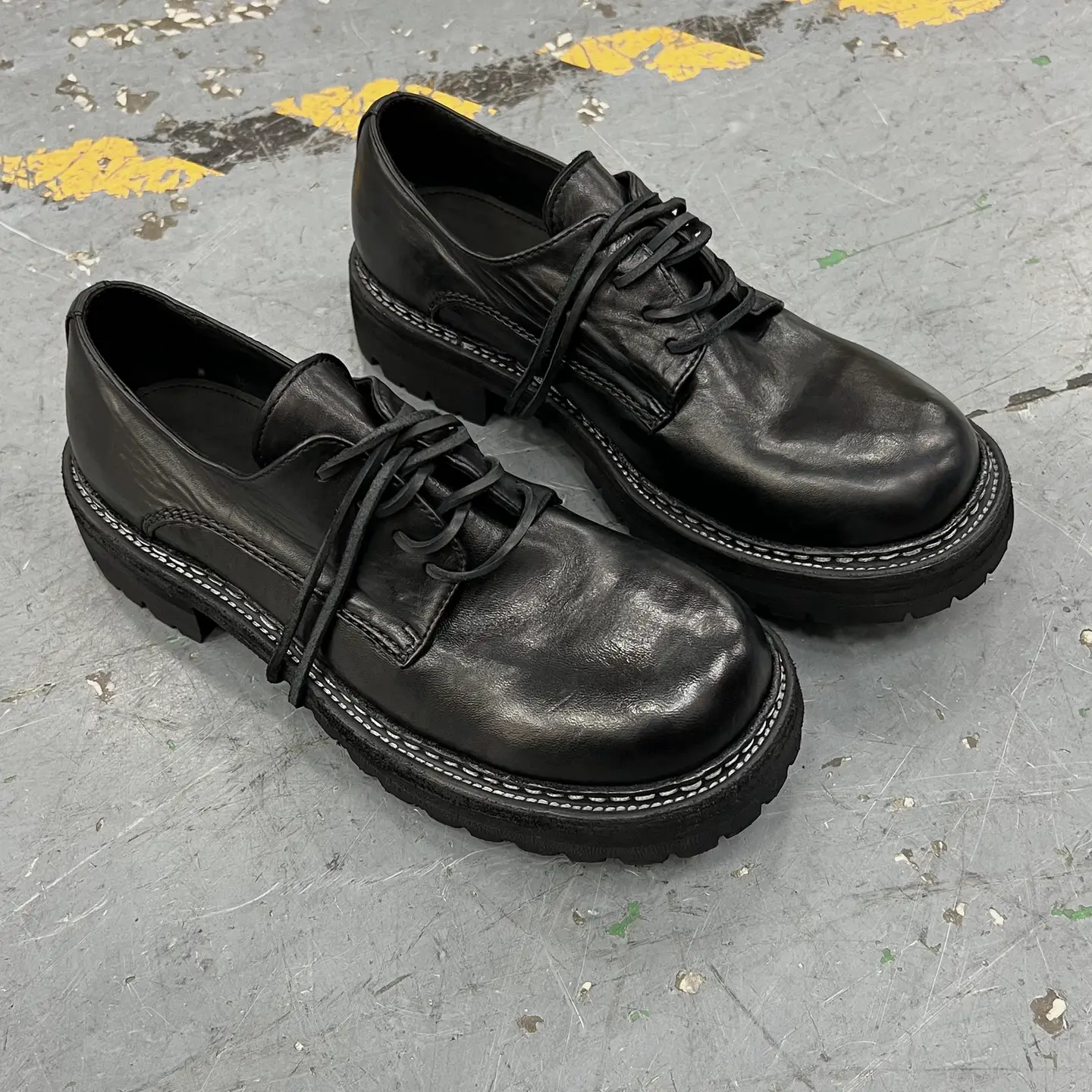 NID de GUEPES black top layer horsehide double line hand sewn dog tooth sole big toe derby leather shoes GR02V