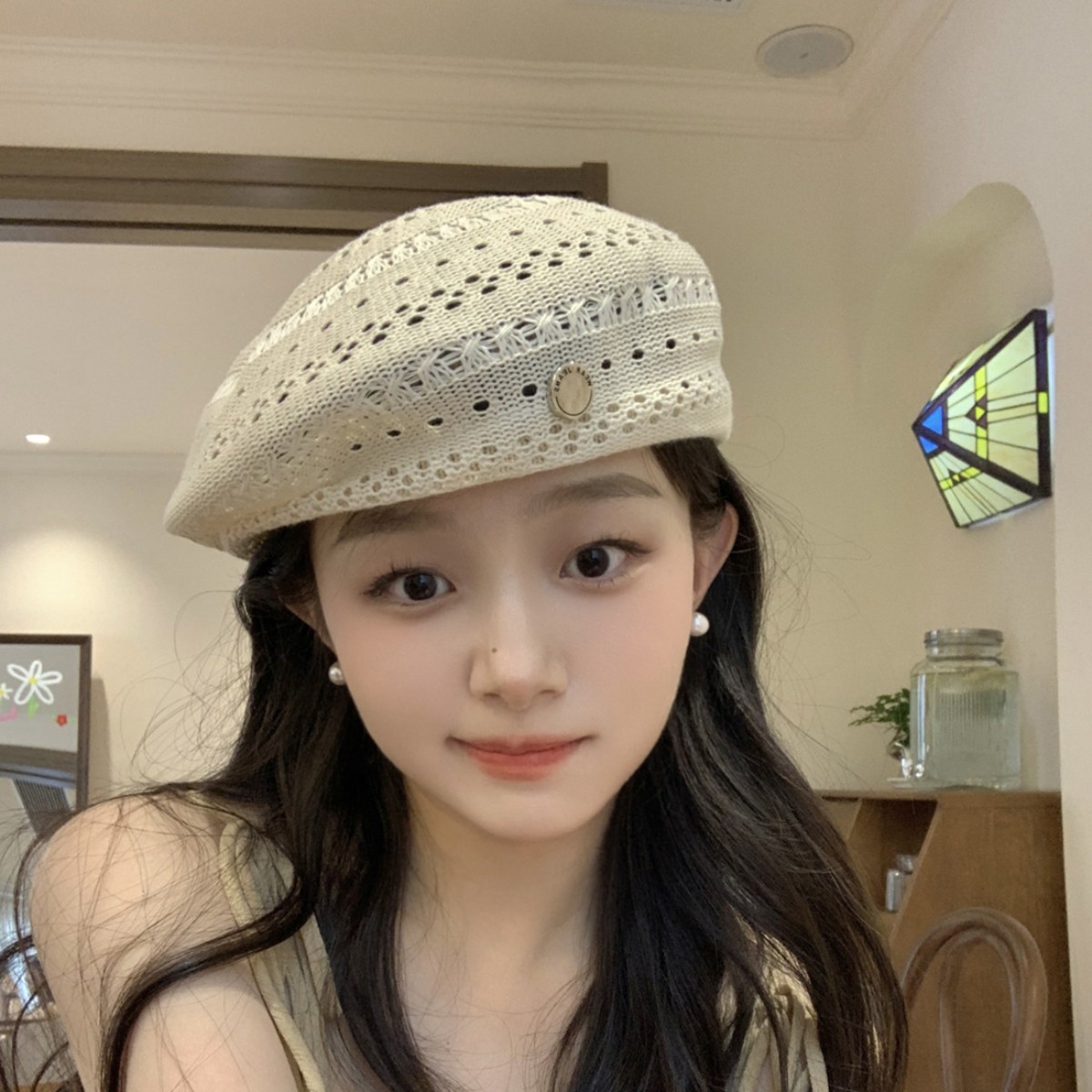 Vintage Solid Color Hollow Out Thin Beret for Women 2026 New Summer Artistic Versatile Artist Hat Fashionable Octagonal Hat