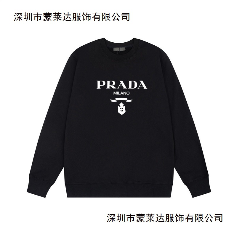 Cross-Border High-End Version Pra Pujia Metal Triangle Logo Men's Autumn and Winter Loose Versatile Sweatshirt