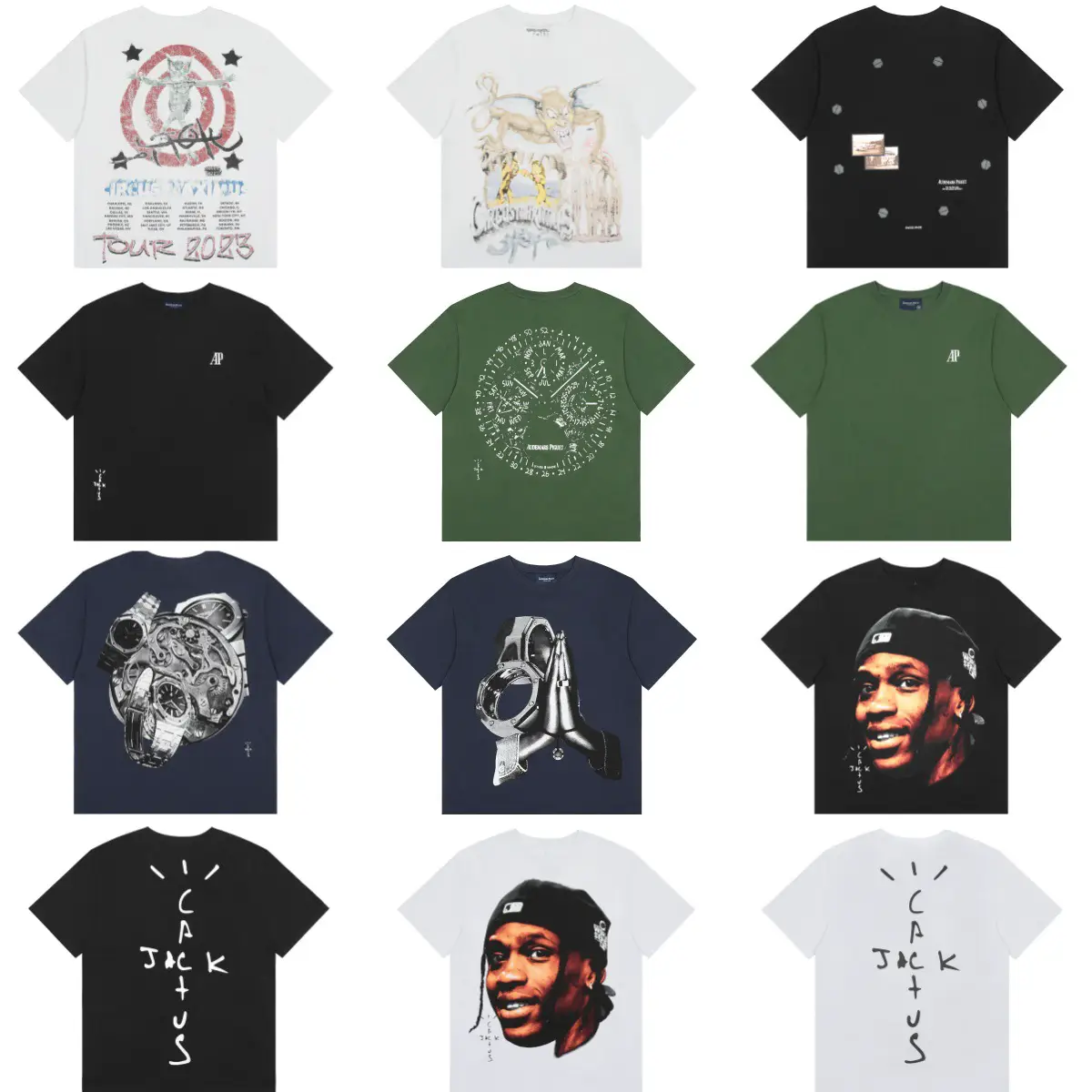 Travis Scott Summer American Retro Print Men's and Women's Trendyy Loose Casual Short-Sleeved T-Shirt
