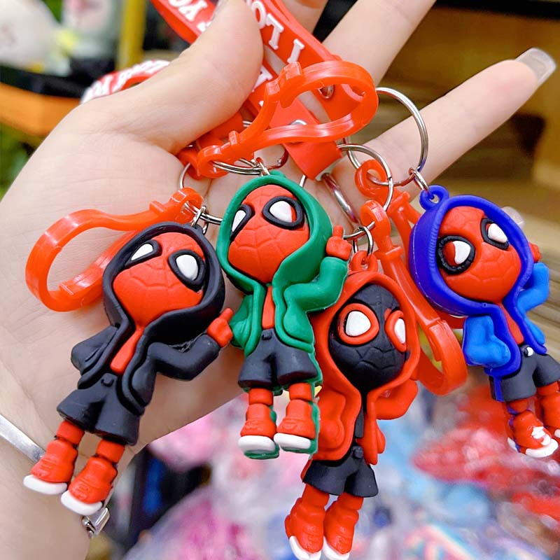 Creative New Spider-Man Keychain Pendant Three-dimensional Soft Rubber Doll Doll Opening Activities Small Gift Bag Hanging Ornaments