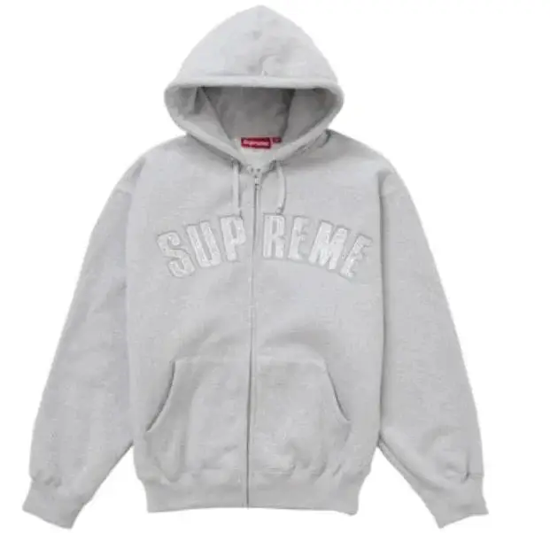 Supreme Arc Logo Zip Up Hoodie Grey
