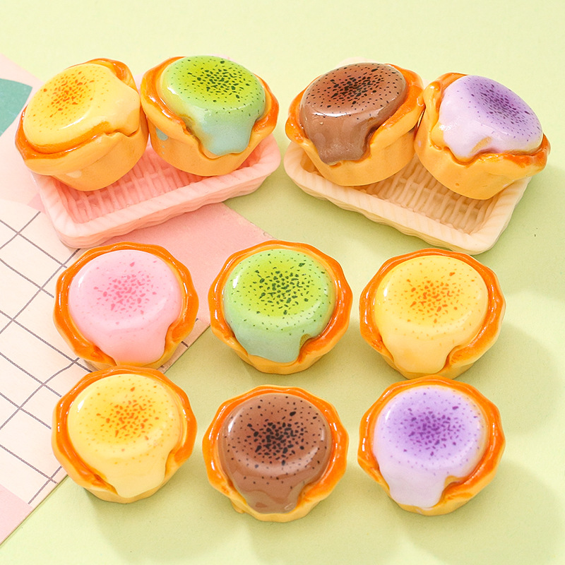 Simulation miniature food play explosive paste flow heart egg tart children's toy patch diy cream glue material doll machine jewelry