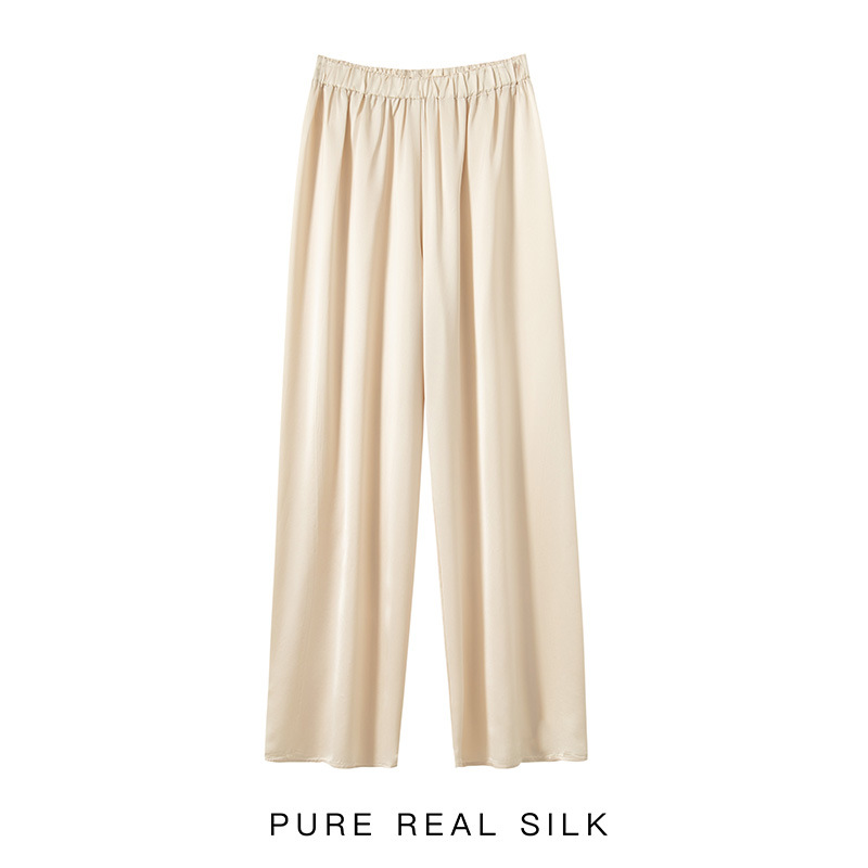 Women's Triacetate Satin Casual Pants High-Waist Straight-Leg Pants All-Match Slimming Straight-Leg Pants