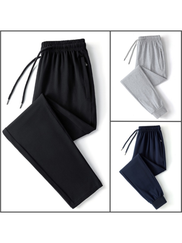 Summer Thin Pure Cotton Sweatpants Men's Casual Pants Plus Fat Plus Size Loose Straight Pants Leggings Sweatpants