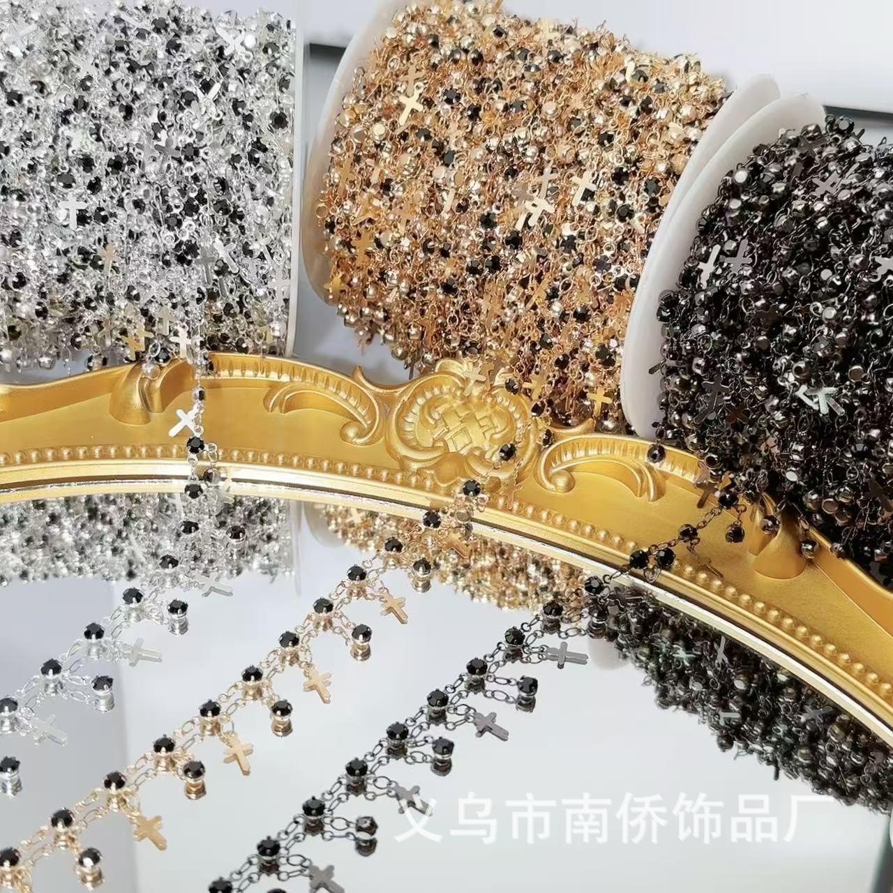 diy chain cross black diamond lolita dark style hand chain copper high temperature color retaining anklet clothing accessories