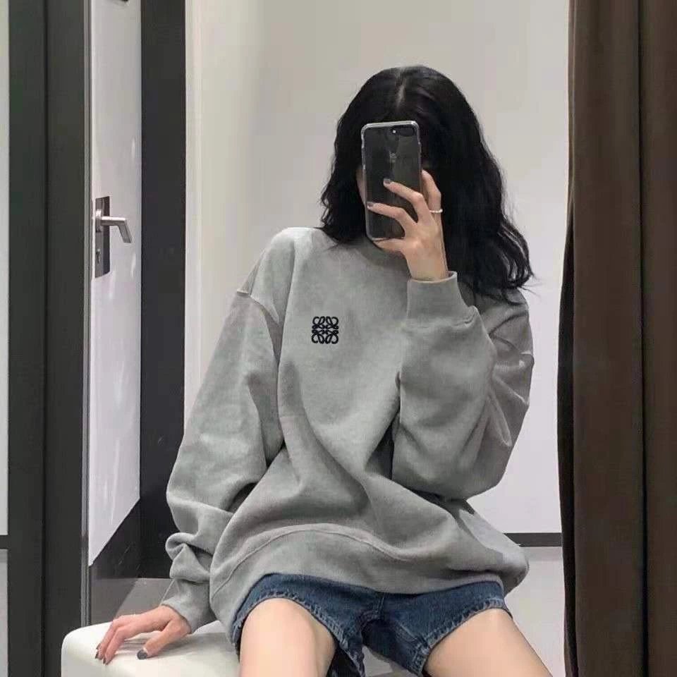 秋冬款罗意威刺绣亲子卫衣一家四口装纯棉圆领毛圈保暖打底衫外套