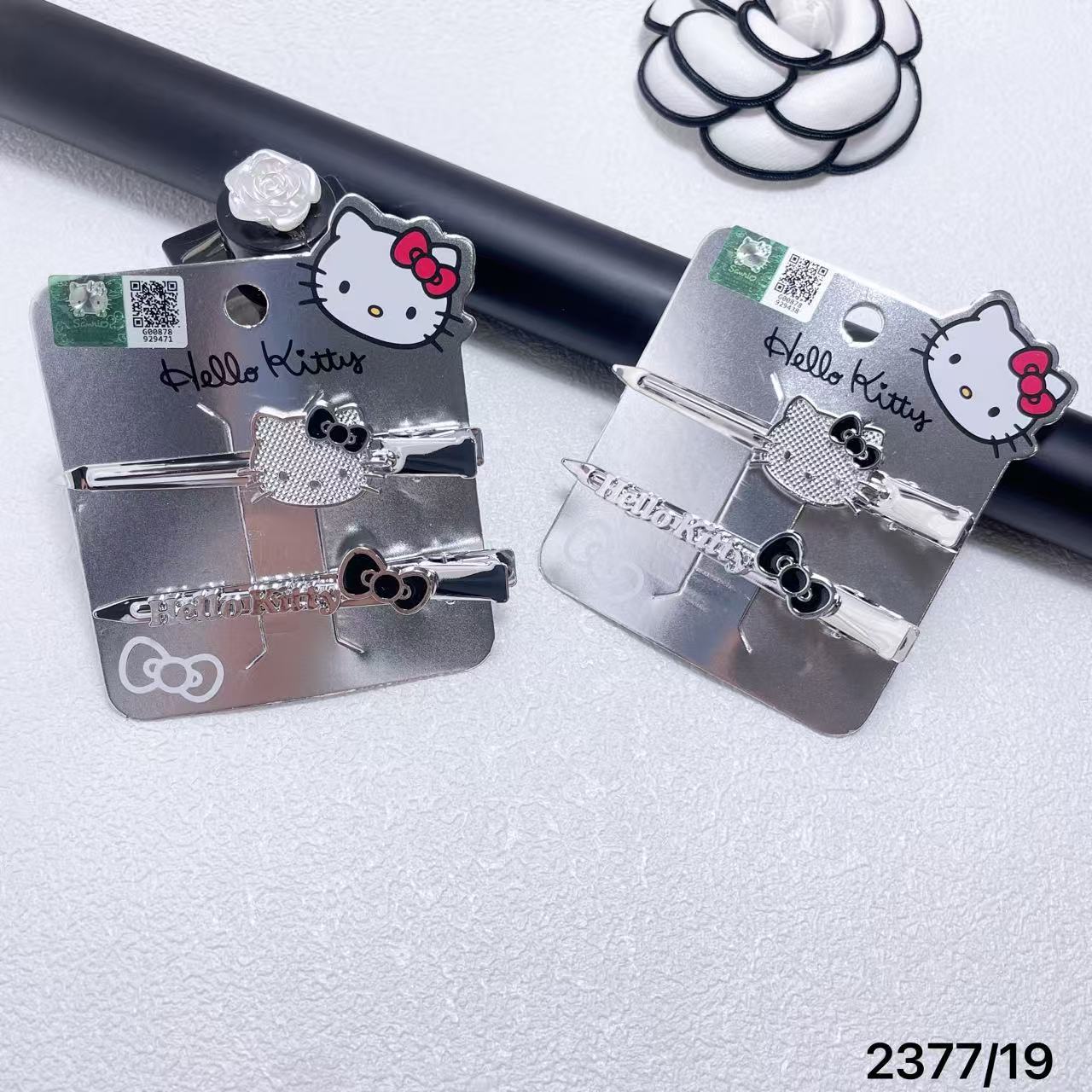 Officially Licensed Sanrio Hello Kitty Premium Metal Black Bow Hair Clip 2377