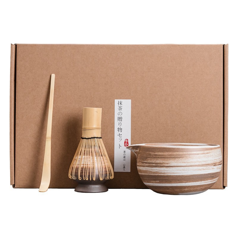 Japanese-Style Matcha Tea Set with Bamboo Whisk, 100-Pronged Matcha Brush, Song Dynasty Tea Ceremony Zen-Style Matcha Bowl