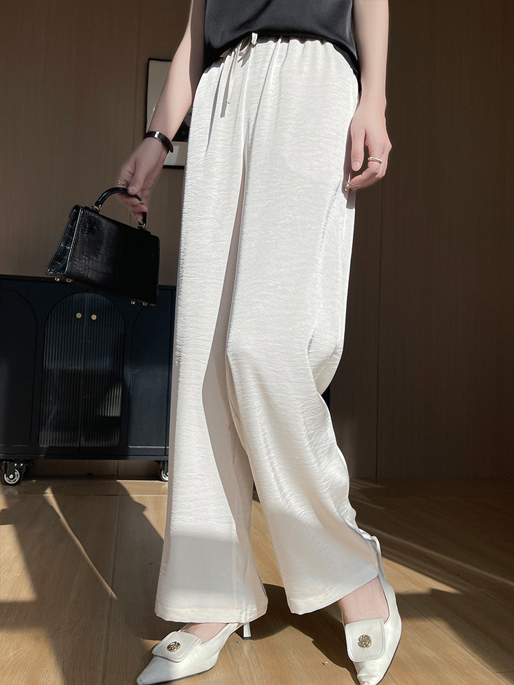 Pink Sun-Protective Straight-Leg Pants with Texture, Casual Loose Lazy Style Wide-Leg Pants, Summer 2026 New Thin Long Pants