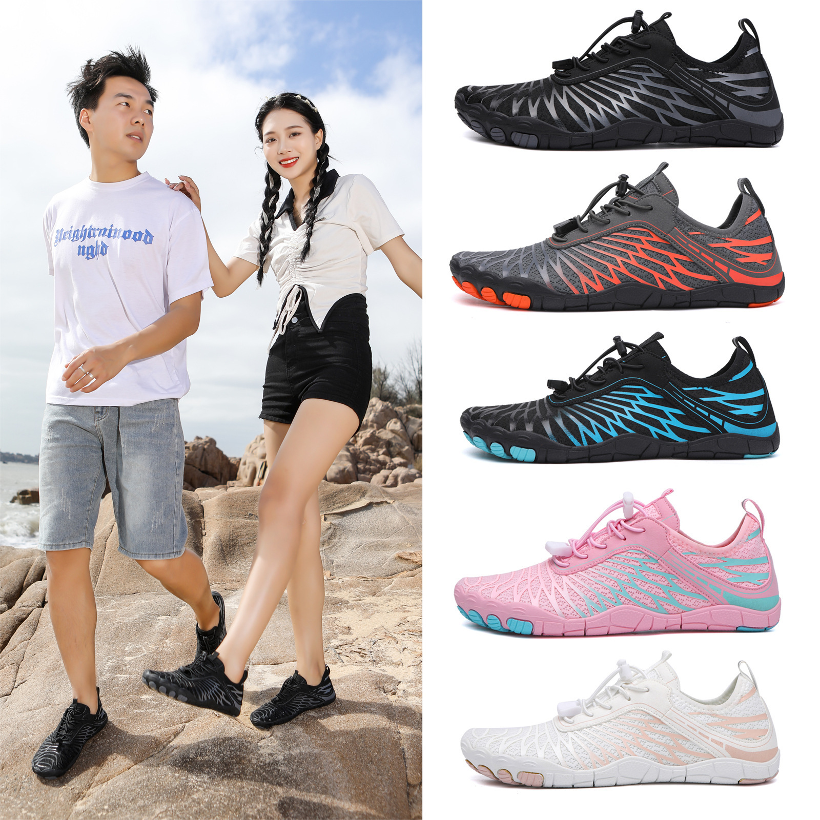 Outdoor Quick-drying Tracing Shoes Non-slip Breathable Deodorant Beach Shoes Female Male Couple Fishing Sandals Soft-soled Wading Shoes