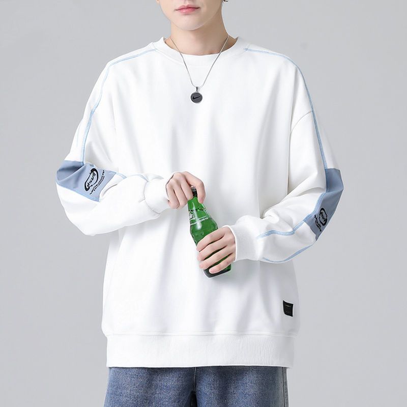 Round Neck SweaTshirT, Long-sleeved T-shirT for Male STudenTs, Handsome High School STudenTs, Loose and Open-sTiTched Hooded SweaTshirT for Men, Spring & Fall STyle