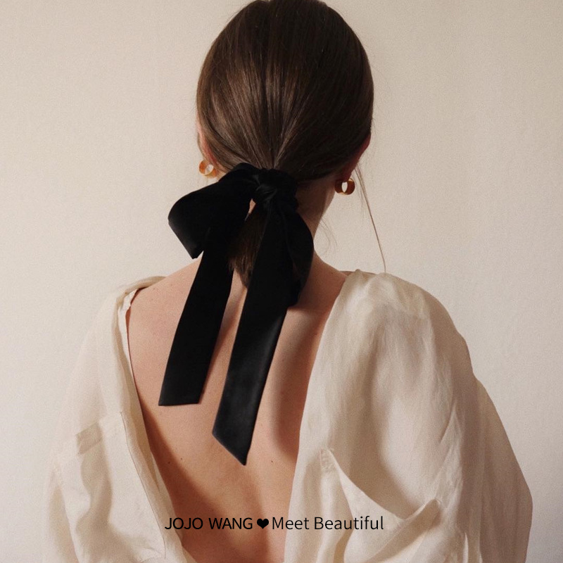 French Style Lazy Ribbon ~ Velvet Hair Rope Women's Bow Headwear Black Big Hair Strap Korean ins Hair Accessories