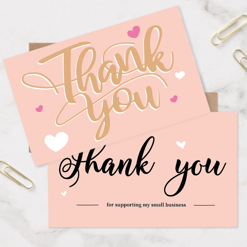 Pink fresh and simple thank you card English thank you gift message card cross-border wholesale 30 sheets/pack