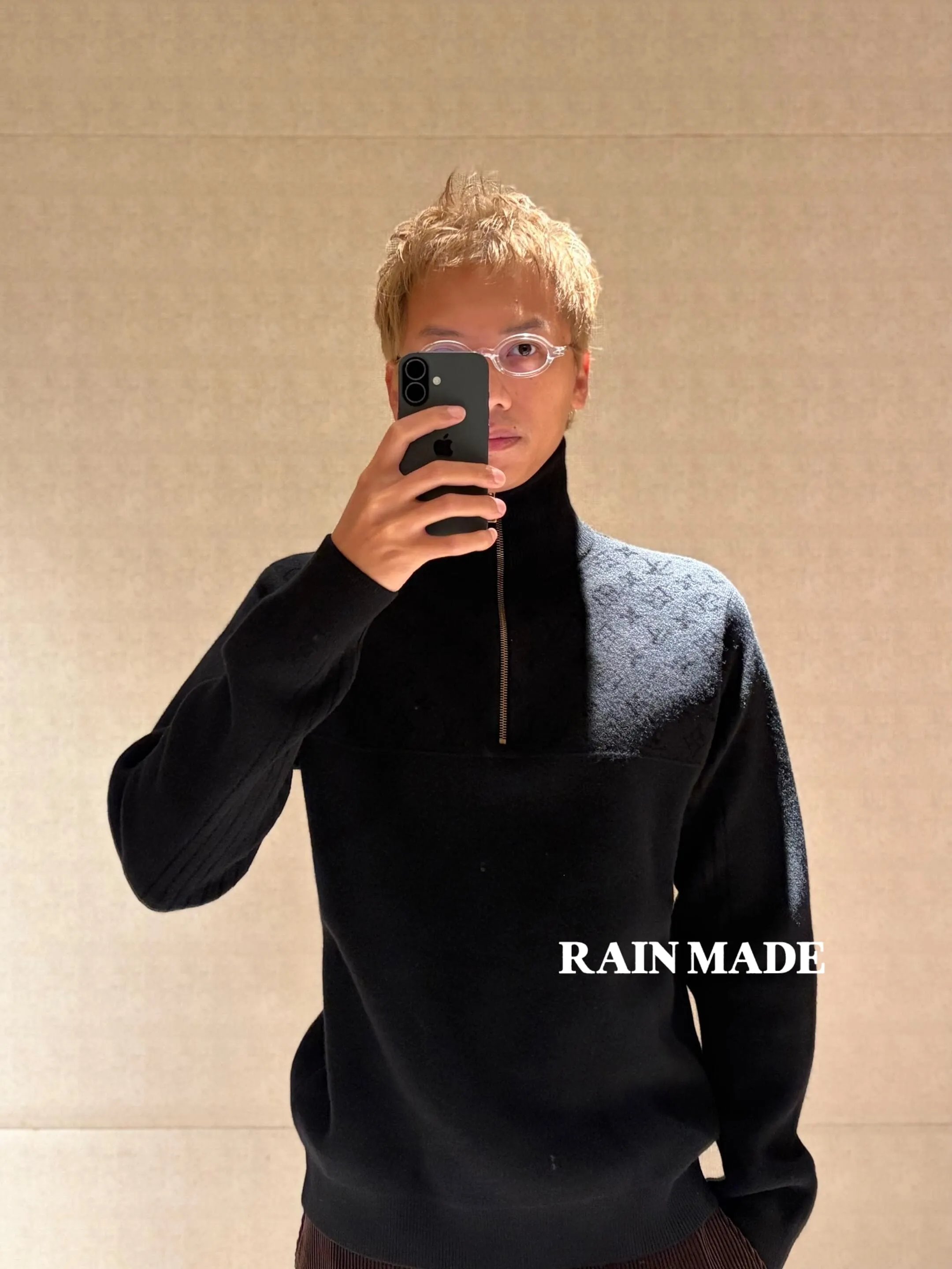 RainMade/26新款暗纹提花 1&V老钱风正反毛衣 65% 羊毛混纺面料 情侣款