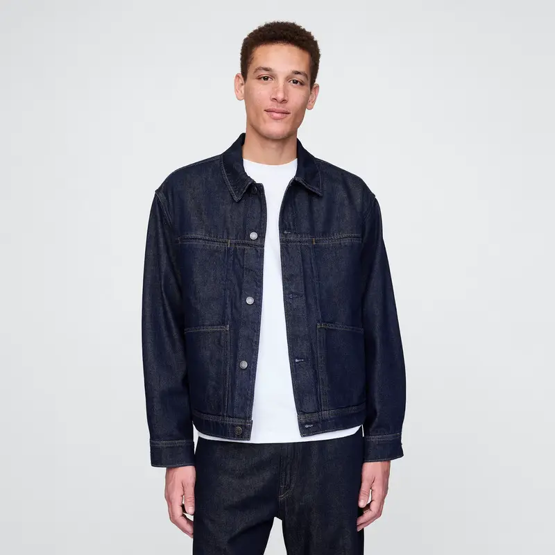 Gap Men's and Women's Clothing 2025 Spring New Cotton Lyocell Blended Lapel Denim Regular Outwear Us Edition 729293