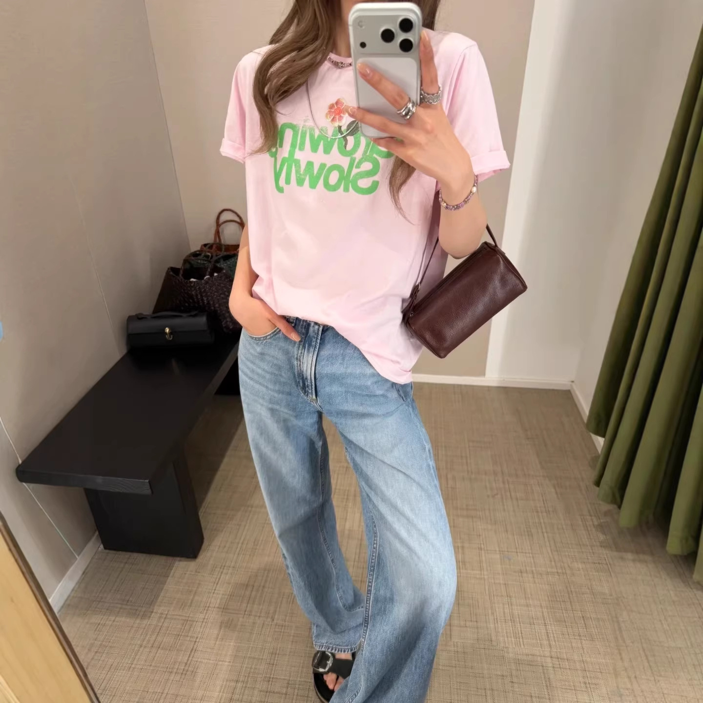 Small Letter Embroidery + Letter Print 2026 Early Spring New Designer Round Neck Pure Cotton Short-Sleeved T-Shirt