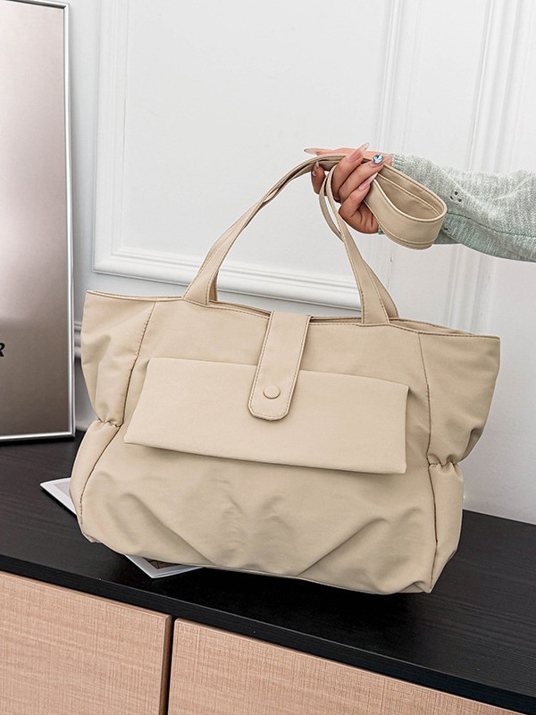 Large-Capacity Fashionable Solid-Color Pleated Niche Design Tote Bag 2026 New Lightweight Simple Versatile Shoulder Bag