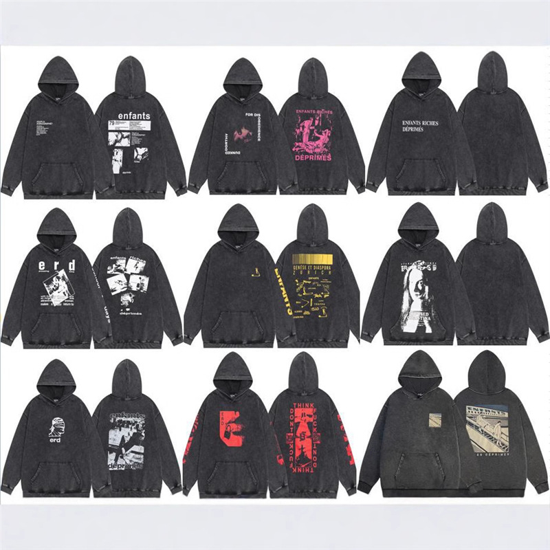 Europe and the United States high street melancholy rich second generation sketch graffiti loose casual hoodie sweater T-shirt men's jacket cross-border