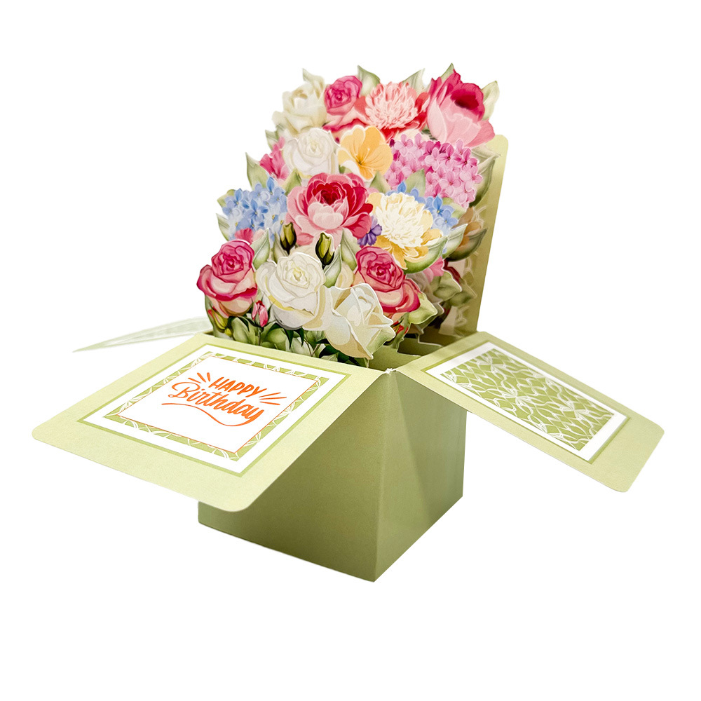 Hot-Selling New High-End 3D Bouquet Greeting Card Mother's Day Creative Blessing Gift Birthday Party Invitation Card