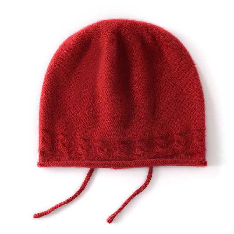 Autumn and Winter New Cashmere Pullover Hats for Men and Women, Sports Outdoor Cycling Ear Protection Warm Headgear, Drawstring Cold Weather Hat